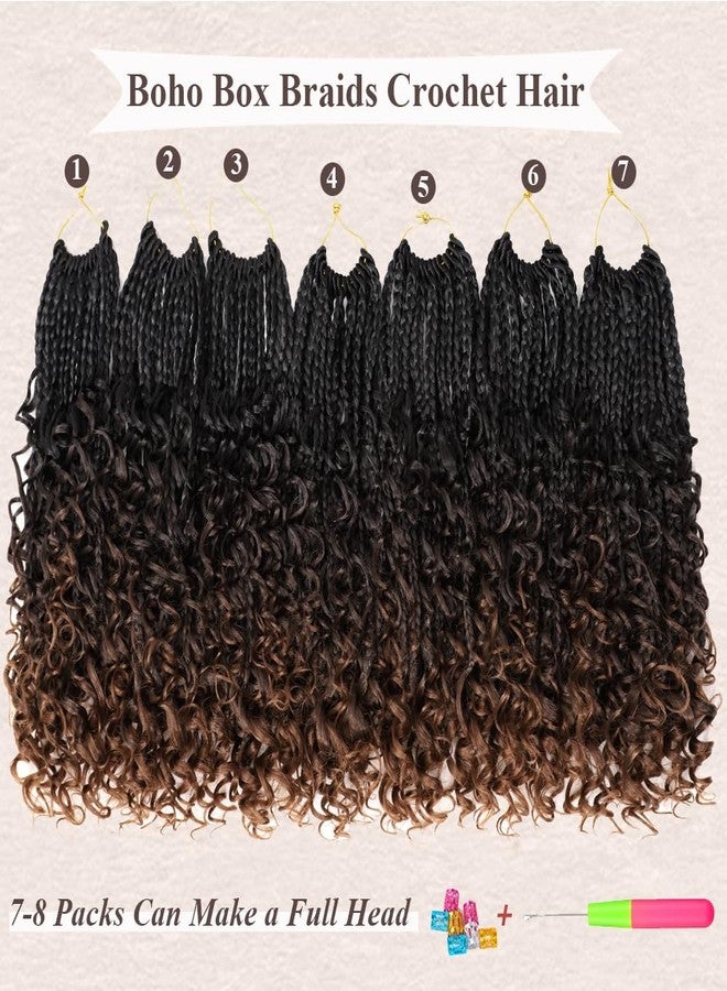 Colorful Queen Crochet Hair 12 Inch Boho Crochet Braids for Black Women 7 Packs Pre Looped Bohemian Box Braids With Curly Ends Boho Box Braids Knotless Crochet Braids 1B3330 - Image 4